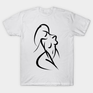 Stick figure woman in black ink T-Shirt